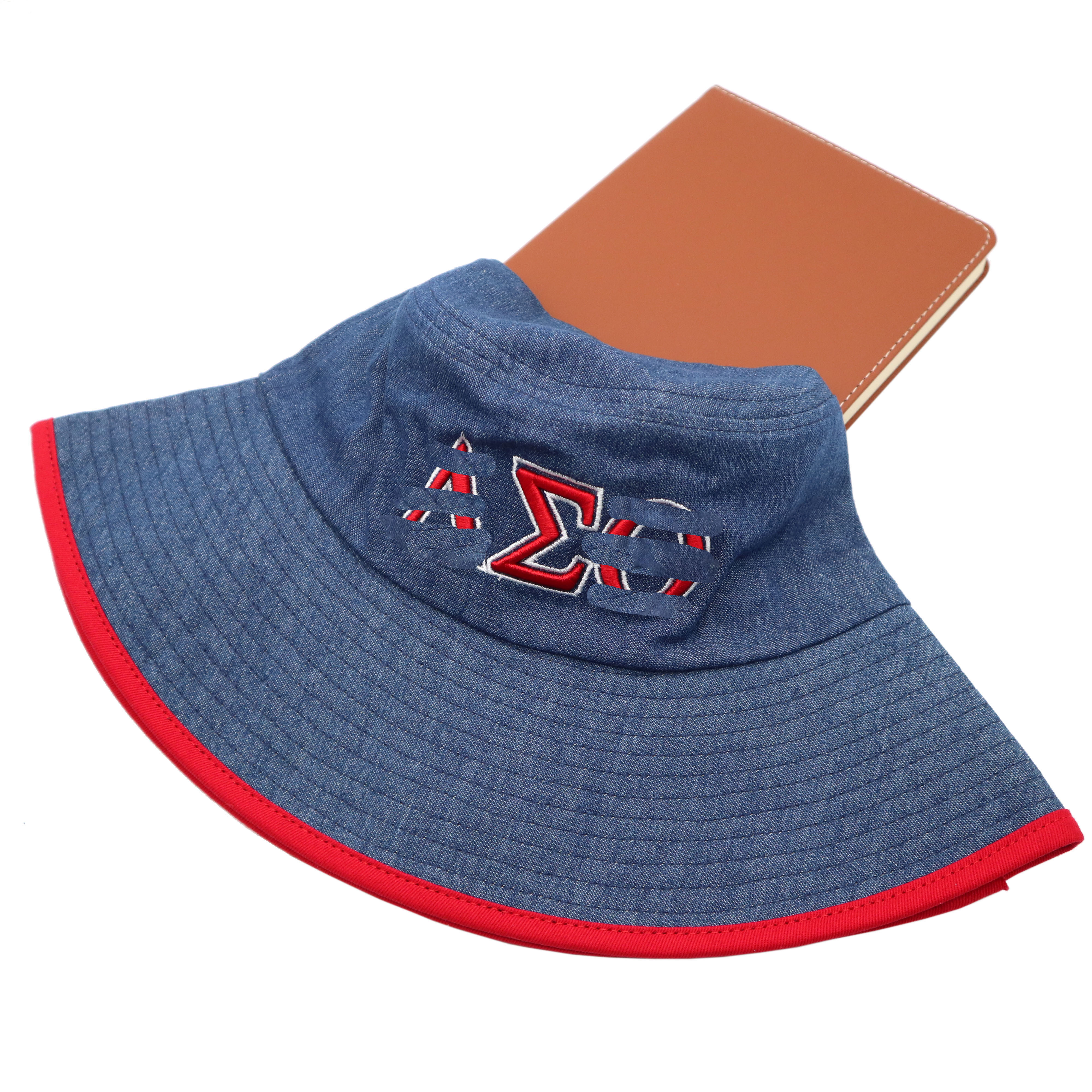 Original Manufacturer OEM Sorority Denim Bucket ZPB Greek Fisherman Hat Greek Bucket Hat with Custom Logo