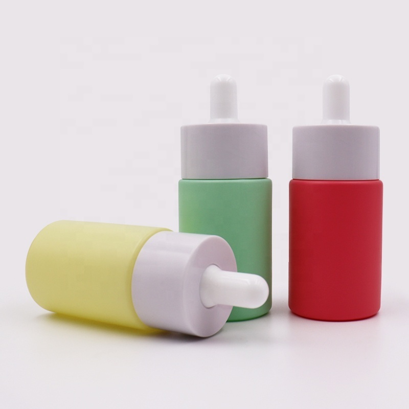 Matte yellow green 1oz flat shoulder wide mouth white lid frosted serum dropper bottle 30ml Welllive