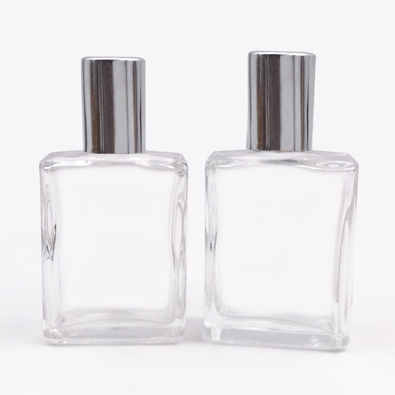 Custom print square 10ml 15ml 30ml 50ml 100ml clear brown perfume roller glass bottle for skin care virgin coconut oil