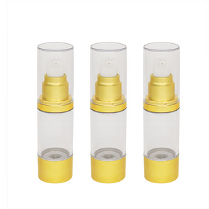 15ml 30ml 50ml Refillable Cosmetic Twist Vacuum Airless Oil  Lotion Spray Pump Bottle with Golden Lids