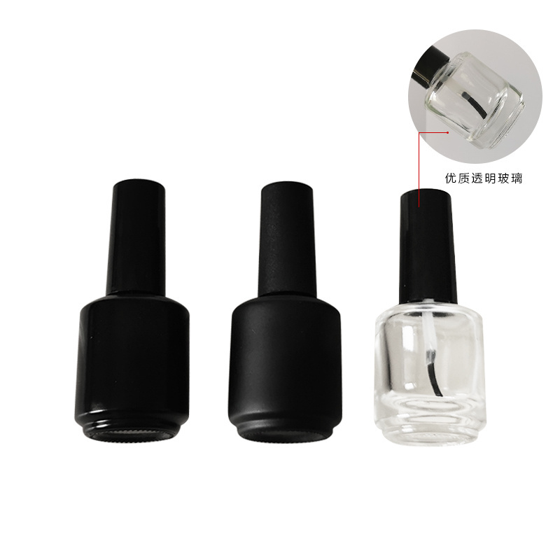 Wholesale Empty 15ml Clear Amber Matte Black Glass Gel Nail Polish Bottle with Brush