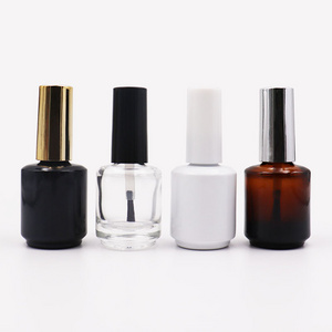 Wholesale Empty 15ml Clear Amber Matte Black Glass Gel Nail Polish Bottle with Brush