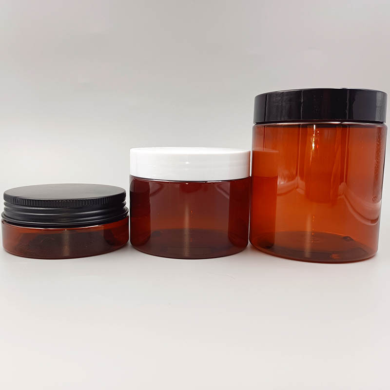 200ml Amber Cosmetic Jar Body Butter Scrub Lotion Cream Container Skincare Cosmetic packing plastic jar