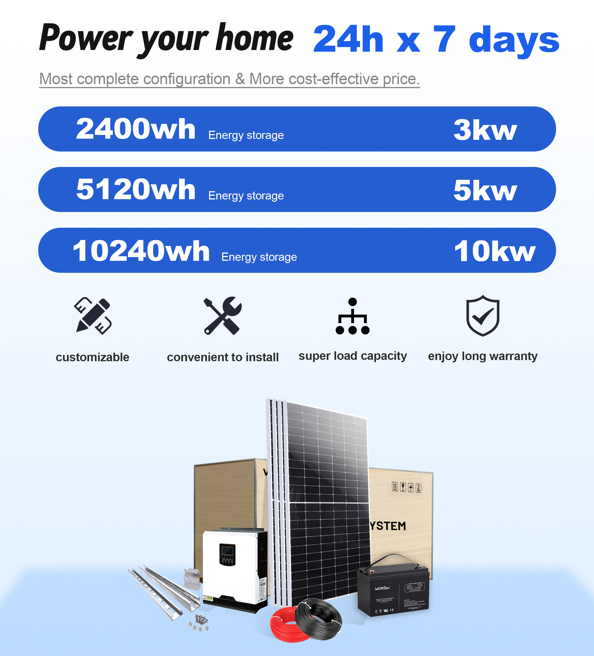 Solar energy system kit off grid on grid 3KW 5KW 10kw 20kw 30kw 40kw 50kw solar panels system photovoltaic  batteries inverter