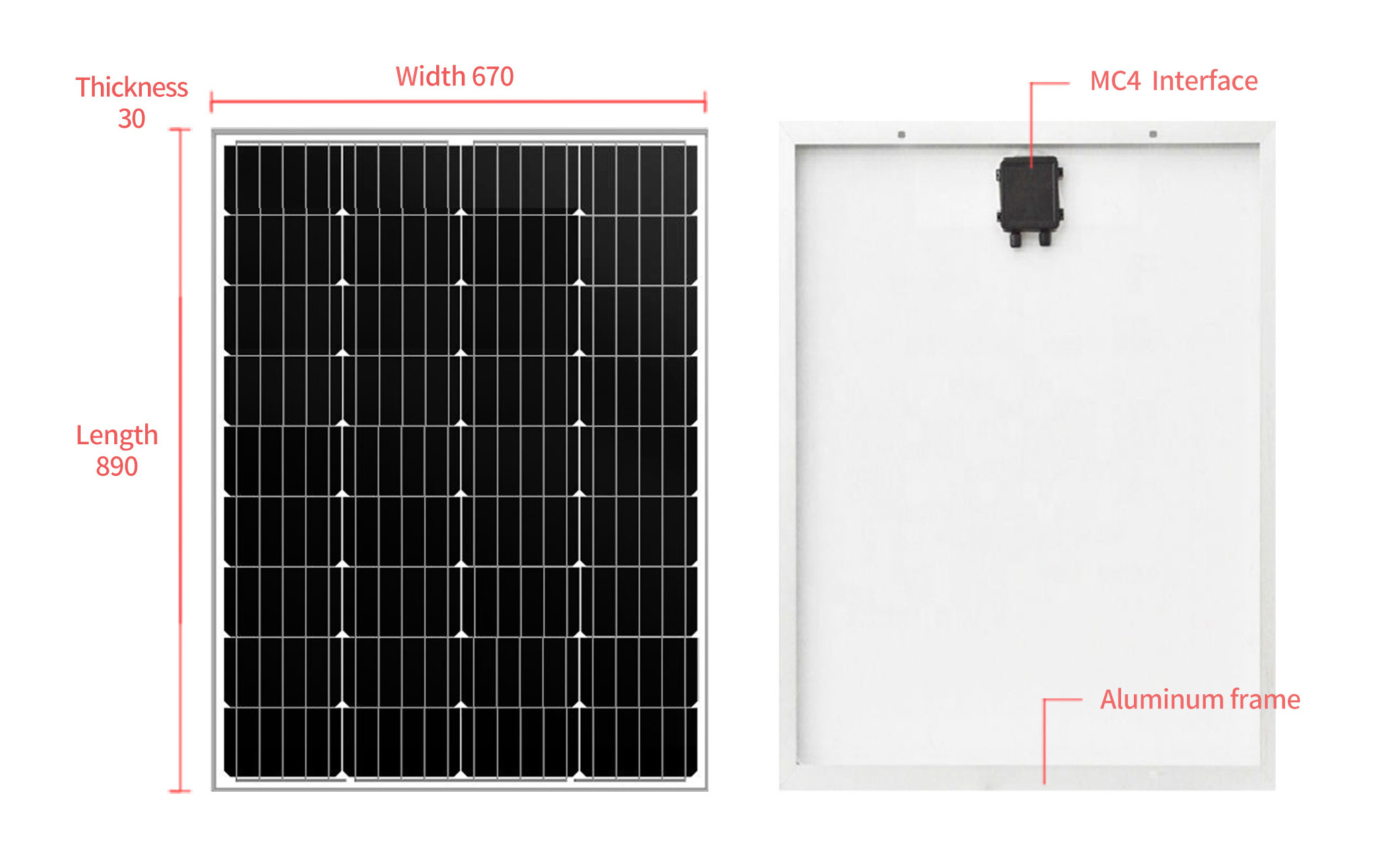 Monocrystalline PV 100 watt home solar panels are used in solar energy systems