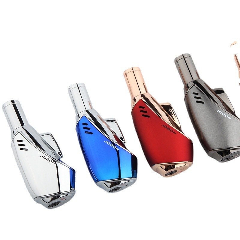 Qianxun Kitchen Premium Luxury Smoke Cigar Refillable Customized Custom Logo Metal Jet Flame Butane Gas Cigar Torch Lighter