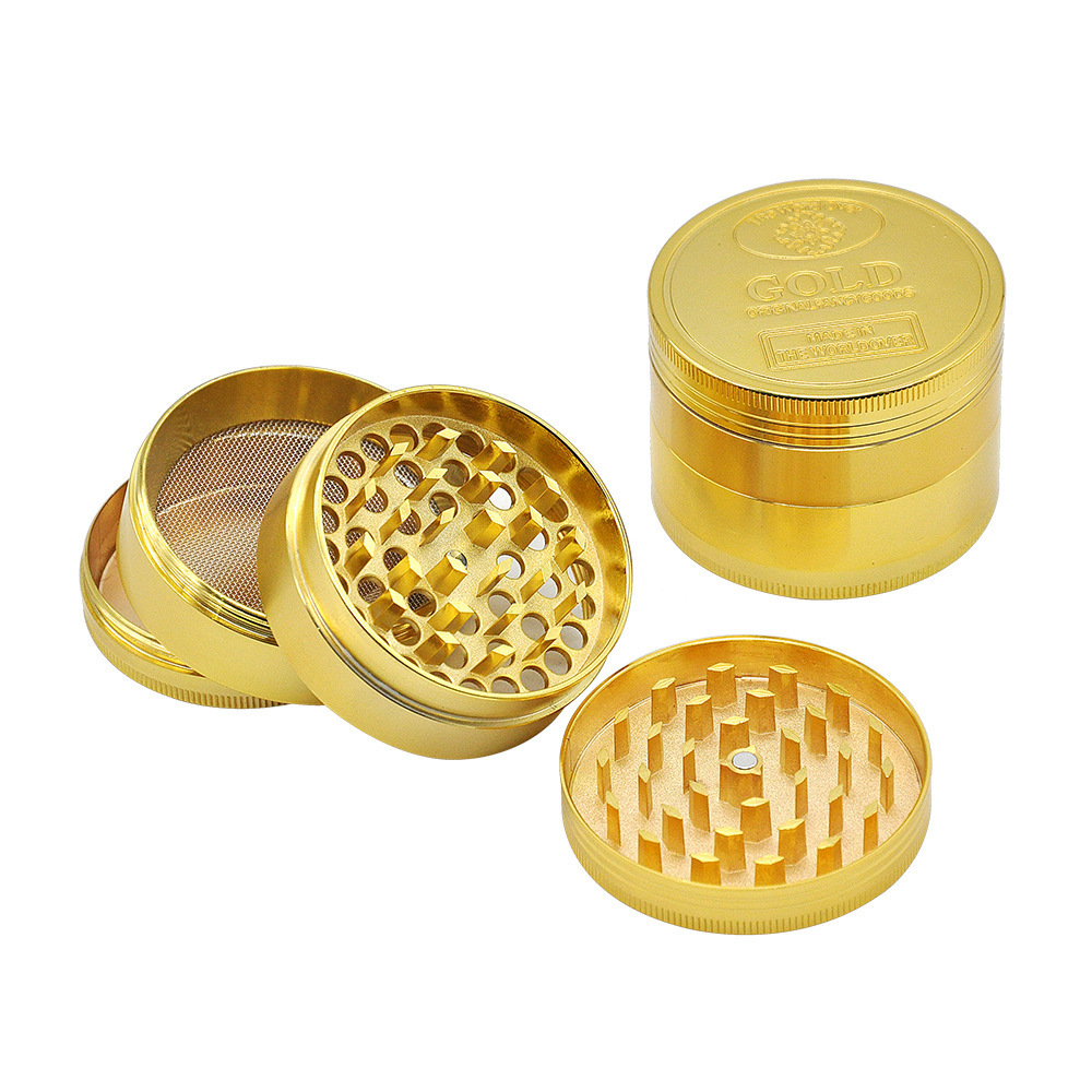 Hot Sale 60mm Gold Coin Shape Metal Herbal Grinders  4 Layers Custom Logo Spice Tobacco Herb Grinders Smoking Accessories