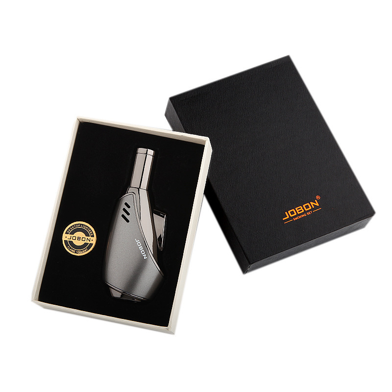 Qianxun Kitchen Premium Luxury Smoke Cigar Refillable Customized Custom Logo Metal Jet Flame Butane Gas Cigar Torch Lighter