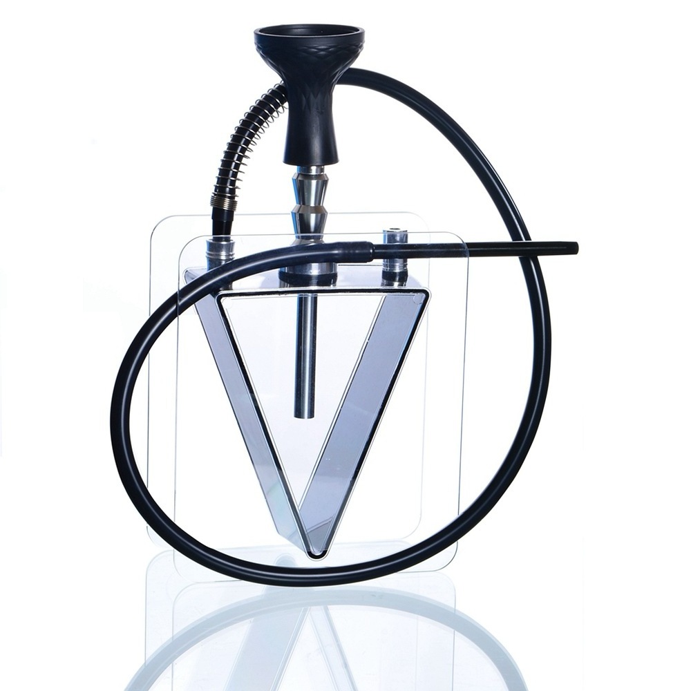 Qianxun 2023 Wholesale Creative Unique Portable Acrylic Hookahs Triangle Shape Shisha Nargile Hookah With Silicone Hose