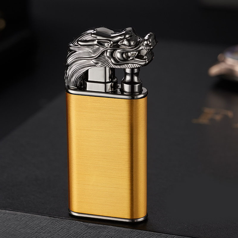 Hot Sale Customized Glossy Torch Lighter Crocodile Dolphin Double Flame Lighter Straight Flame Gas Lighter