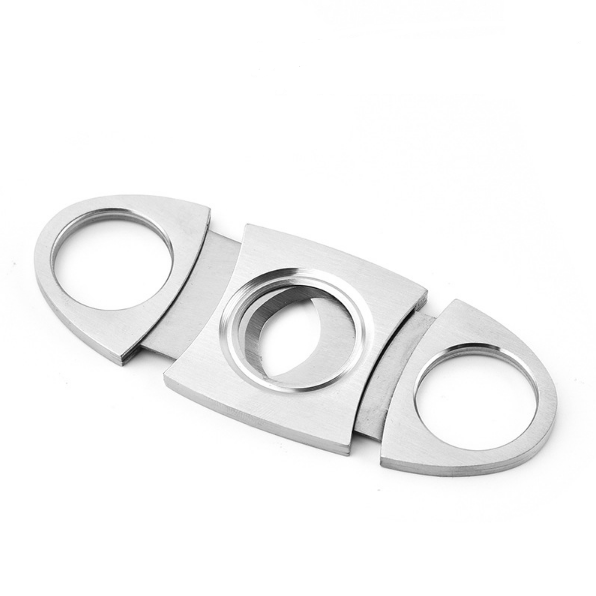 Wholesale Hot Sale Custom Logo Stainless Steel Elliptical Cigar Cutter Portable Large Caliber Double-edged Cigar Cutter Clip