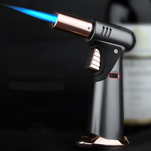 Qianxun Wholesale Single Flame Jet Lighter Windproof Refillable Kitchen  Cigar Torch Lighter