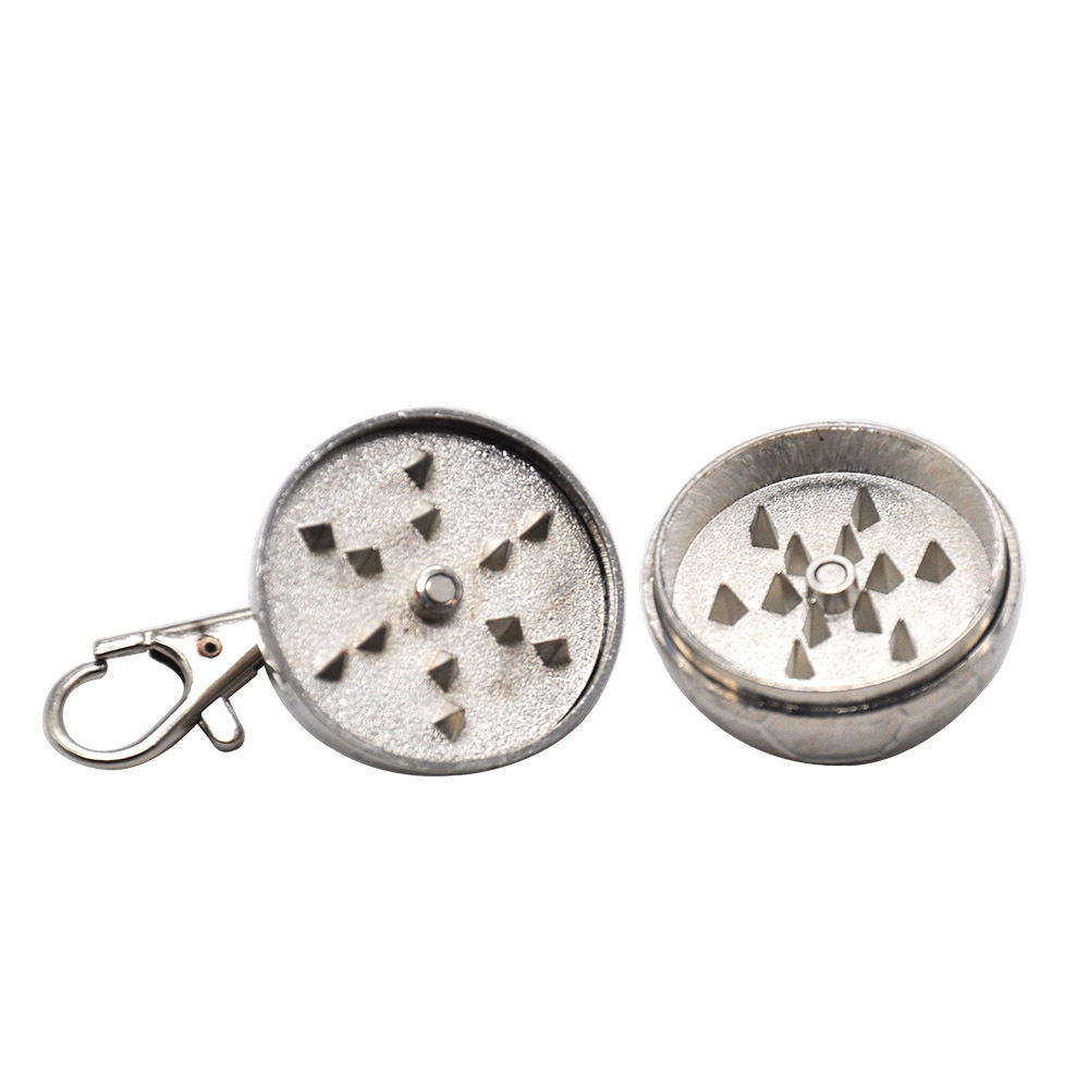 2022 Hot Sell Spice Novelty Keychain Grinder Round-shape Dia 35mm Mini 2 Piece Metal Custom Herb Grinders