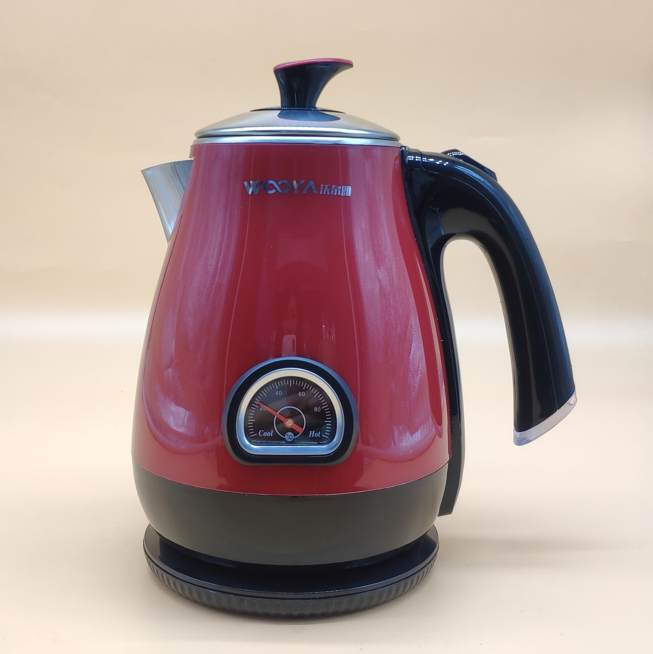 Mechanical stainless steel kettle with thermometer temperature display