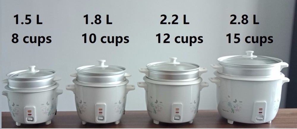 0.6L single person rice cooker with steaming basket and glass lid