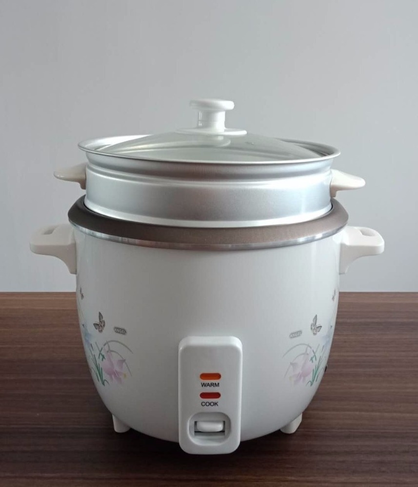 0.6L single person rice cooker with steaming basket and glass lid