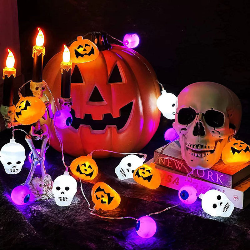 2023 Halloween Day Party Decoration 1.5m 10 Led Skeleton Ghost Pumpkin Led Lamp Garland Lantern String Lights For Halloween