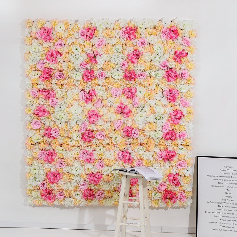 Custom 3d Cloth Flowerwall Wedding Artificial Silk Rose Flower Wall Panel Backdrop Artificial Flower Decorative Flowers For Wall