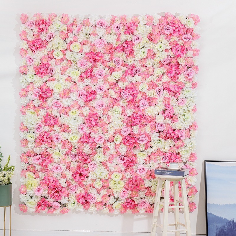 Custom 3d Cloth Flowerwall Wedding Artificial Silk Rose Flower Wall Panel Backdrop Artificial Flower Decorative Flowers For Wall