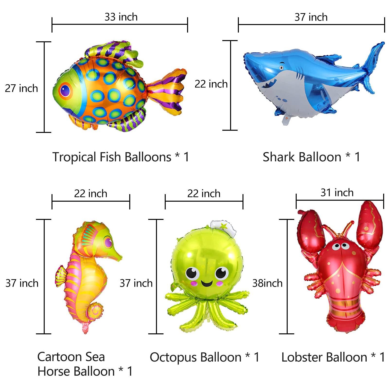 Mini Ocean Animal Balloons Octopus Dolly Fish Inflatable Nylon Foil Balloons For Ocean Theme Birthday Party Decoration Supplies