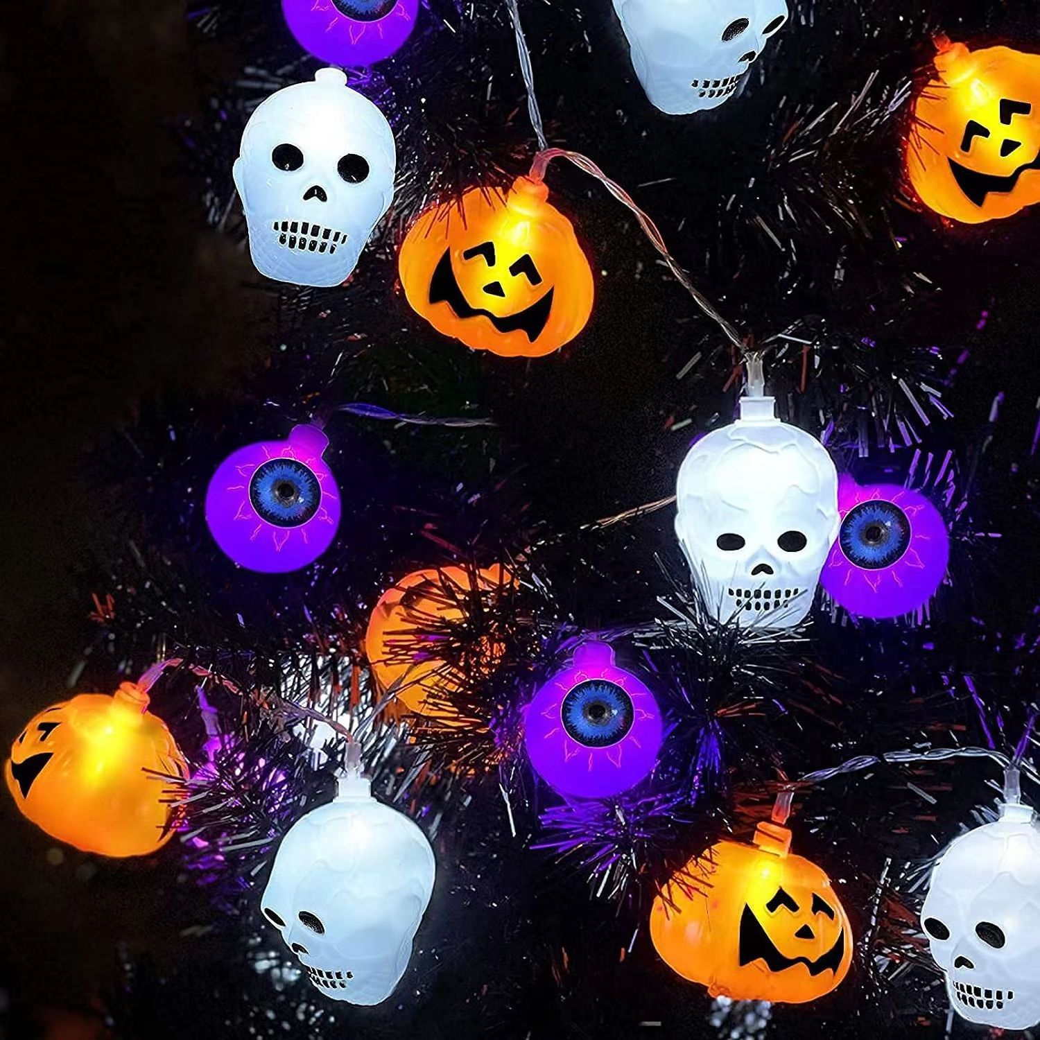 2023 Halloween Day Party Decoration 1.5m 10 Led Skeleton Ghost Pumpkin Led Lamp Garland Lantern String Lights For Halloween