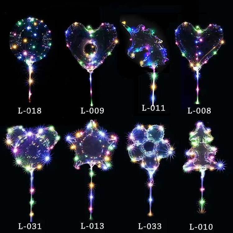 Wholesale Transparent Clear Pvc Bobo Bubble Globos Ballon Luminous Led Light Up Flashing Bobo Balloons With Handle Sticks