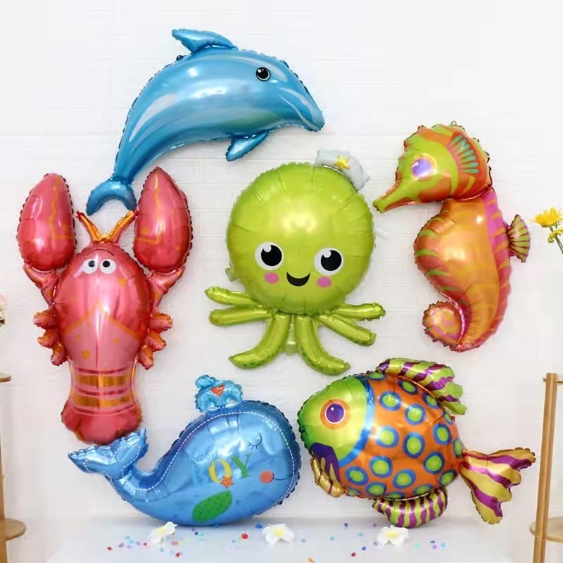 Mini Ocean Animal Balloons Octopus Dolly Fish Inflatable Nylon Foil Balloons For Ocean Theme Birthday Party Decoration Supplies