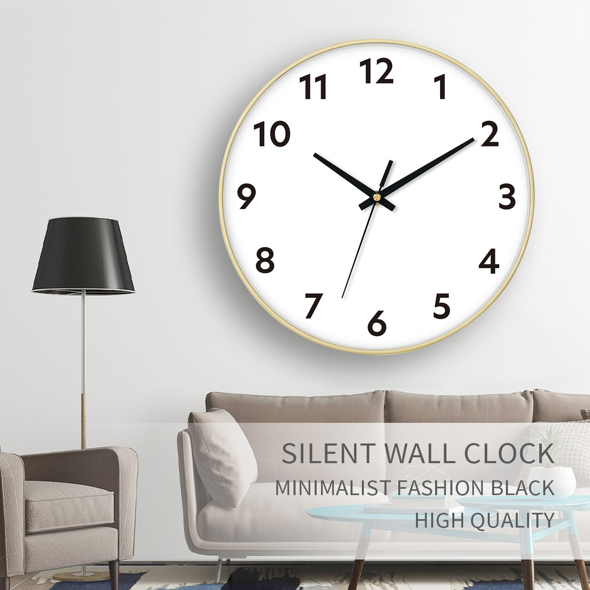 2024 new Chinese style wood grain bamboo grain brushed silent clock living room wood grain plastic round wall clock