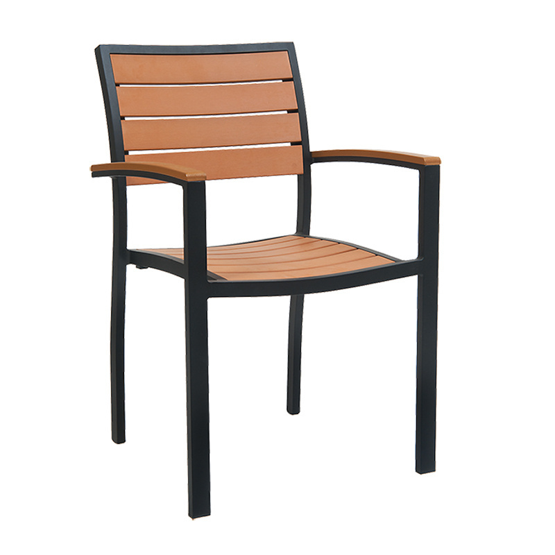 Commerical Outdoor  Patio black Aluminum Poly-wood Furniture teak plastic Restaurant beach garden wood Chairs