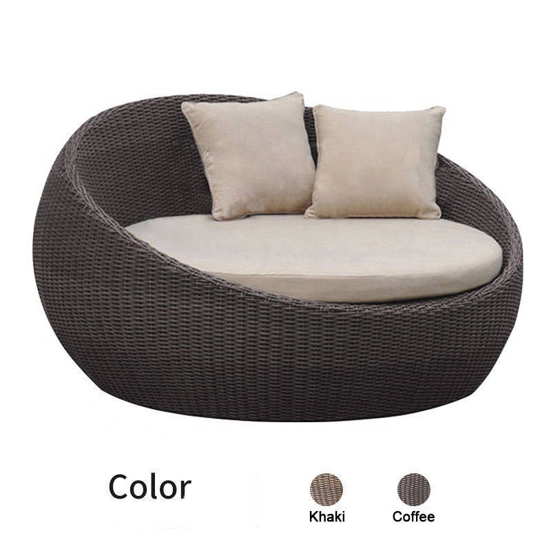 Modern Day Bed Patio Furniture Hotel Luxury  rope Garden Round Sun Lounger  Aluminum Rattan Wicker Outdoor Daybed With Canopy