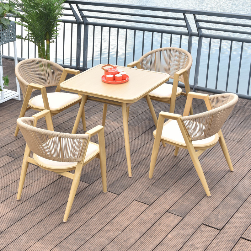 Rattan cafe outdoor modern patio metal polypropylene lounge garden accent teak wood chairs luxury