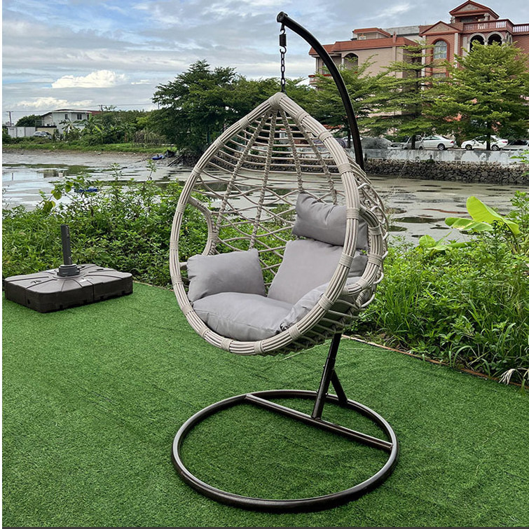 modern egg shaped rope pe rattan swing chair outdoor furniture natural garden swing seat chair hanging wicker hammock chair