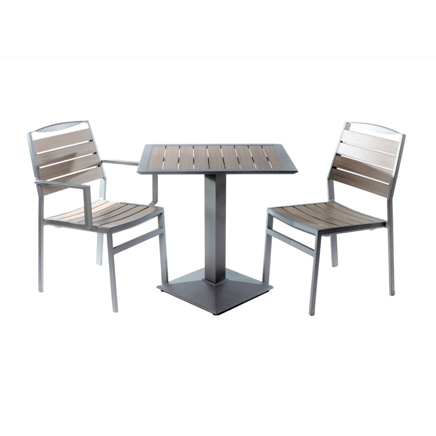 Hight quality Commercial Outdoor Aluminum Teak Walnut Maple Gray brown Wood Restaurant coffee dining table sets - Espresso