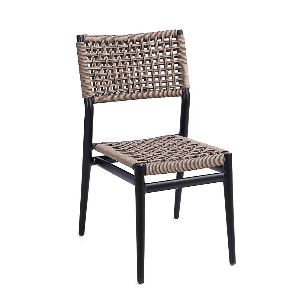 Outdoor Patio Garden Rattan Woven Rope stackable dining bar chair sets for restaurant chairs set