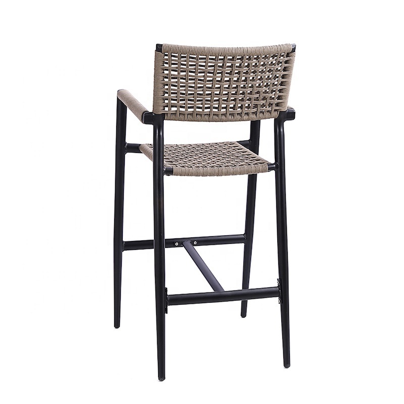 Outdoor Patio Garden Rattan Woven Rope stackable dining bar chair sets for restaurant chairs set