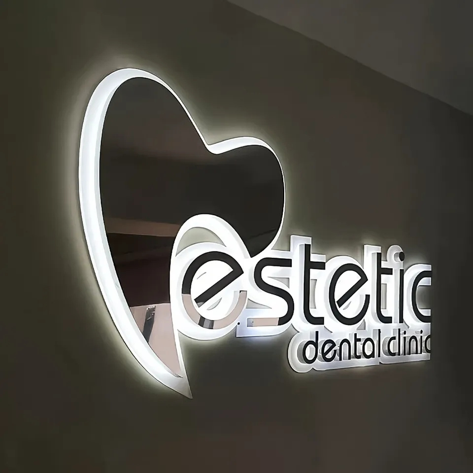 Waterproof led custom sign illuminated sign letters 3d logo led acrylic logo sign mirror metal company signage