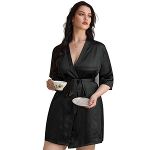 High Quality Satin Night Dress Sexy Summer Nighty Pajamas Robe Night Wear Women