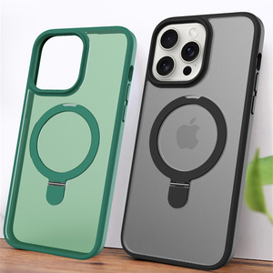 Wholesale Hard Pc Magnetic Phone Case With Kickstand Matte Shockproof Cover With Stand For Iphone 12 13 15 Pro Max