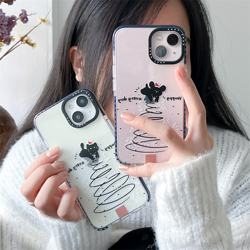 luxury cute Christmas tree dog mobile phone case for iphone 15 pro max TPU Christmas tree cat back cover for iphone 14