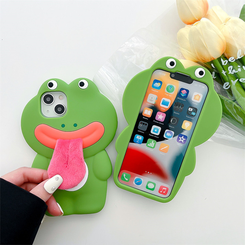 Red Tongue Frog Phone Case Silicone Phone Case For Iphone 14 13 12 11 Pro Max Iphone Shockproof Protector Cover