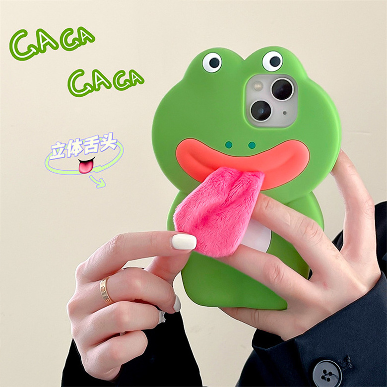 Red Tongue Frog Phone Case Silicone Phone Case For Iphone 14 13 12 11 Pro Max Iphone Shockproof Protector Cover