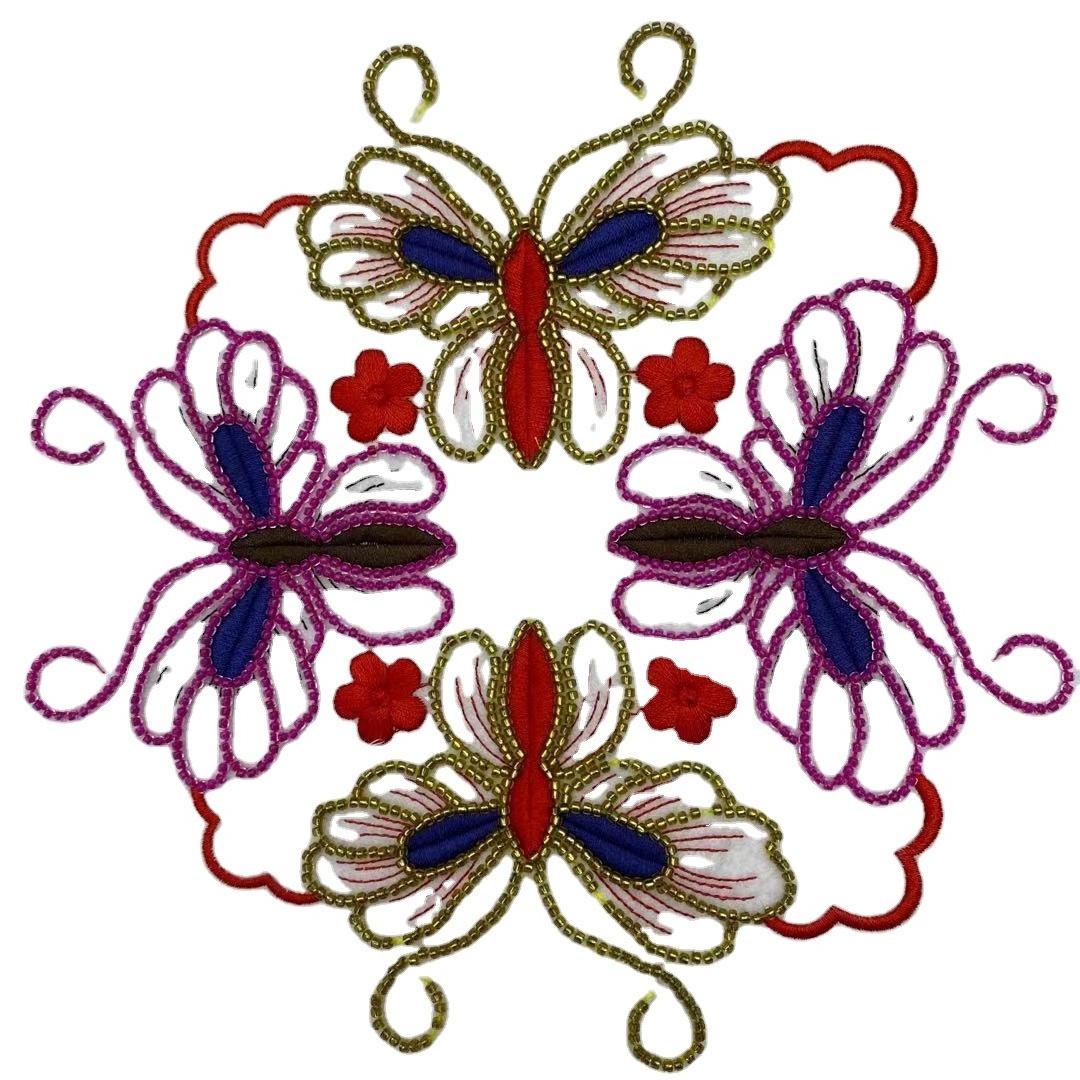 Custom Fashion Design Wedding Decoration Butterfly High Quality iron on Patches for Clothing Patches  Sequin embroidered Patch