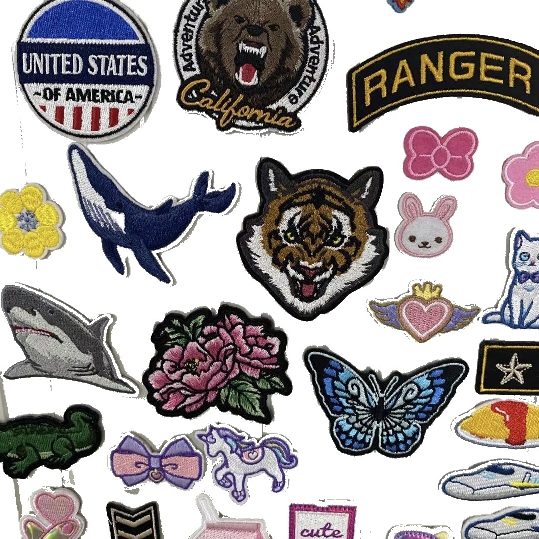 Fashion design Embroidered Patches 3d flock adhesive patch