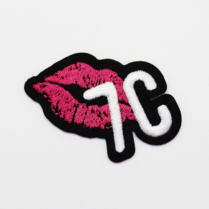 Customized new fashion lip logo small 3d bubble digital embroidery skirt patch