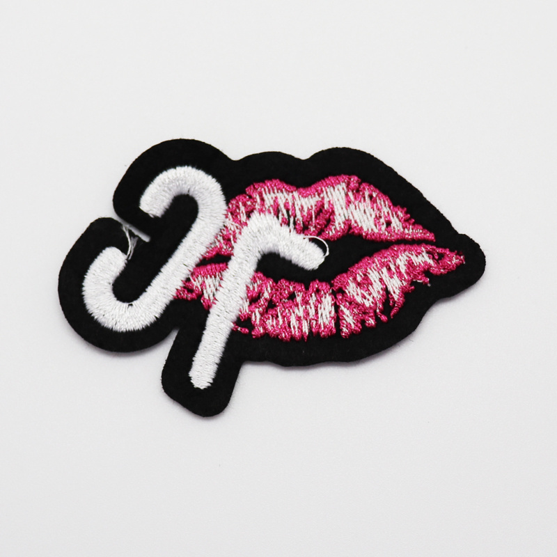 Customized new fashion lip logo small 3d bubble digital embroidery skirt patch