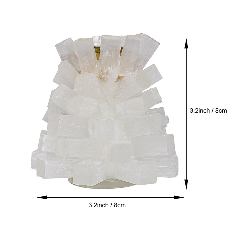 Gold Taper Tealight White Gypsum Crystal Metal Candle Holders Decorative Selenite Candle Stick Wick Holder Decor for Table