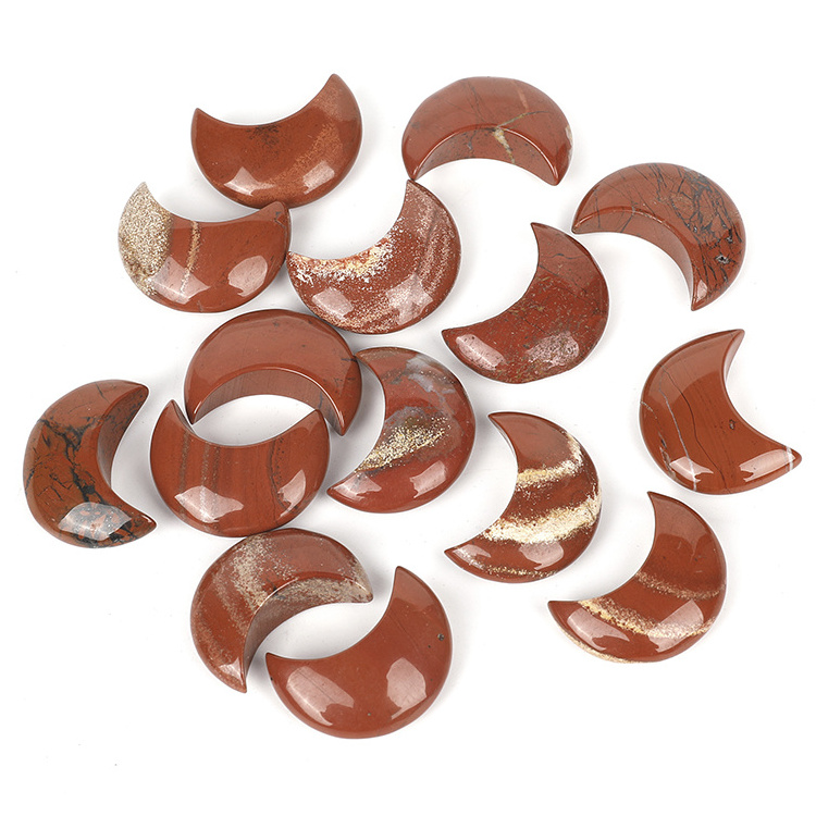 Natural Raw Polished 3cm Moon Cut Rose Quartz Tiger Eye Clear Quartz Red Jasper Small Crescent Moon Shape Stone for Home Decor