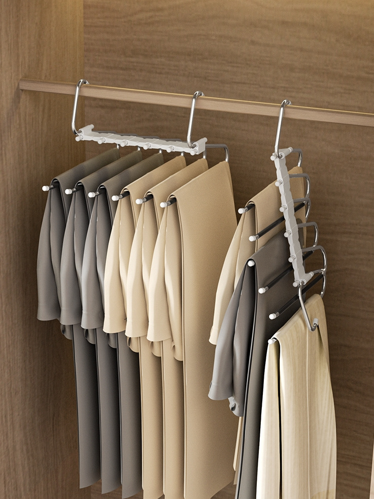 Hot sale multifunction non slip pants hangers pvc magic pant hanger metal trouser and skirt hanger