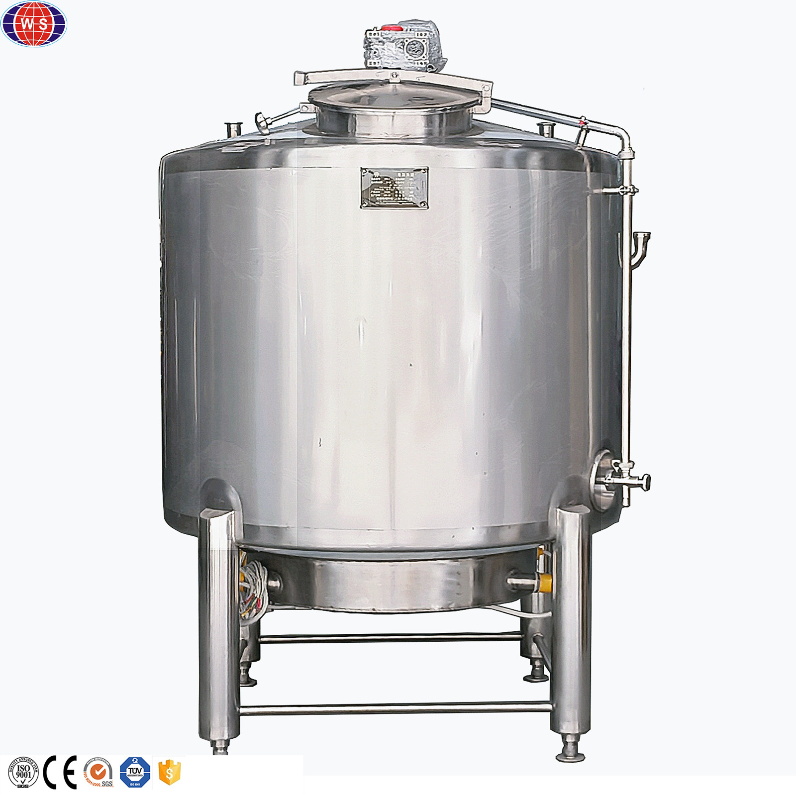 High Quality 300-5000l Stainless Steel Electric Heating Mixing Tank Holding Tank With Agitator