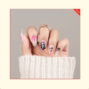 False Nails Fast Shipping Little Ghost Design Salon Press on Nails Popular Design Halloween Free Samples Finger Nail Art ABS 100